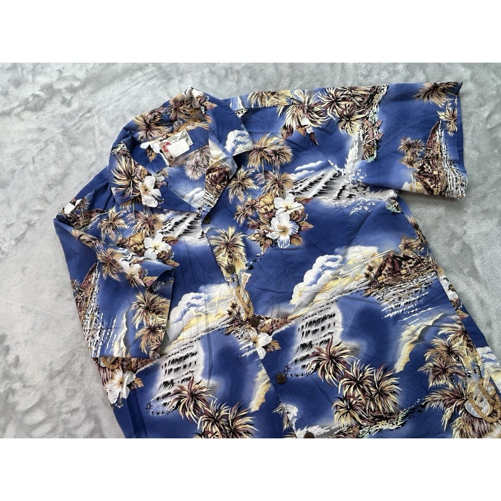 Vintage Original '80s '90s Hilo Hattie Men Large Hawaiian Floral Short Sleeve